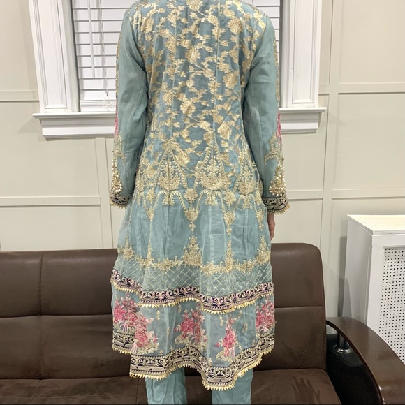 Pakistani Indian Fancy Heavy Work Peshwas Anarkali Lehenga Shalwar Kameez - Picture 9 of 16